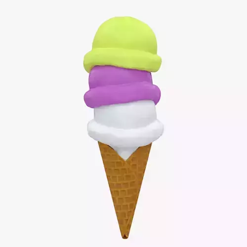 Icecream Low Poly High Poly three ice cream cones