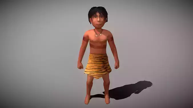 Caveman Boy Low-poly 3D model