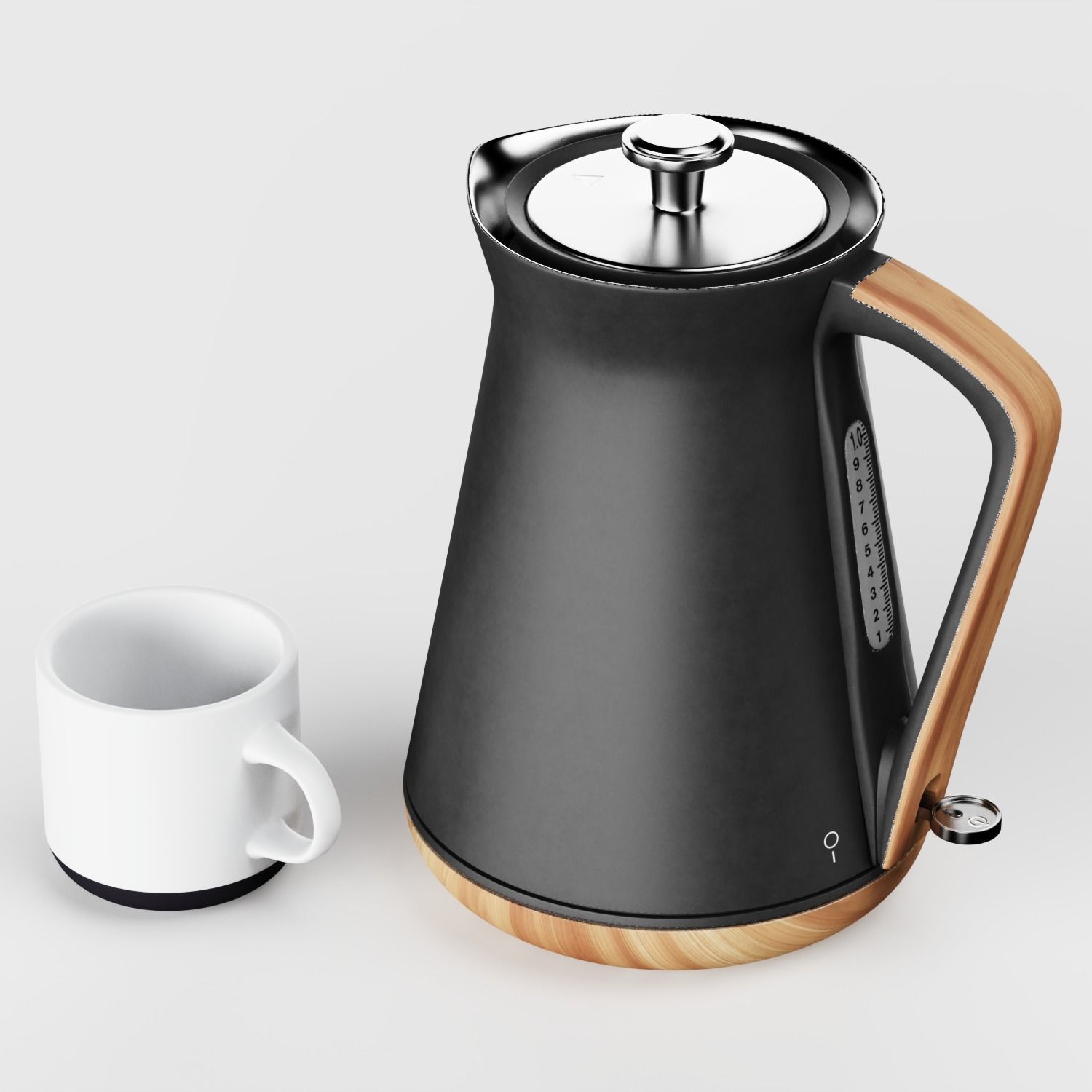 Matt Grey Kettle and Toaster Set 3D model_3