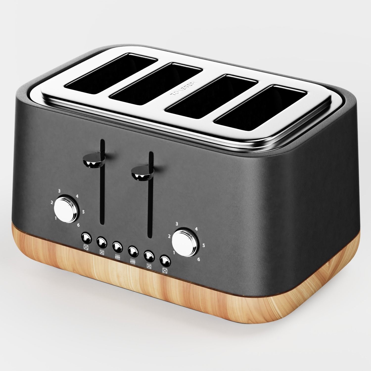 Matt Grey Kettle and Toaster Set 3D model_1