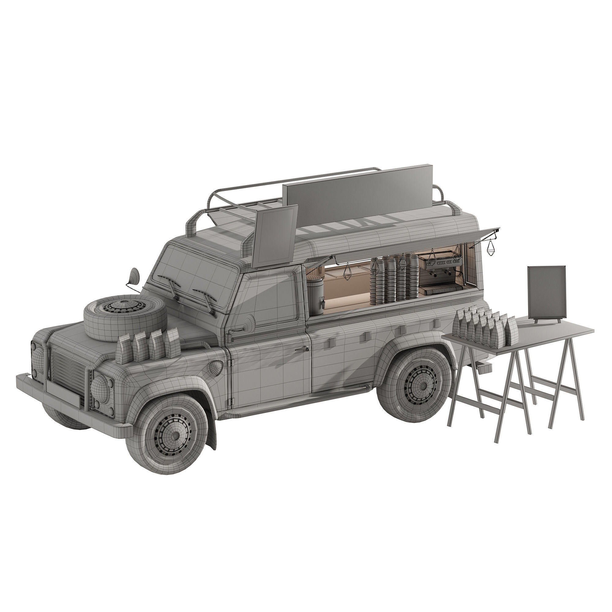 Jeep truck coffee set 6 3D model_9
