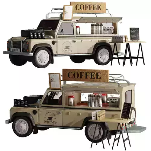 Jeep truck coffee set 6 3D model
