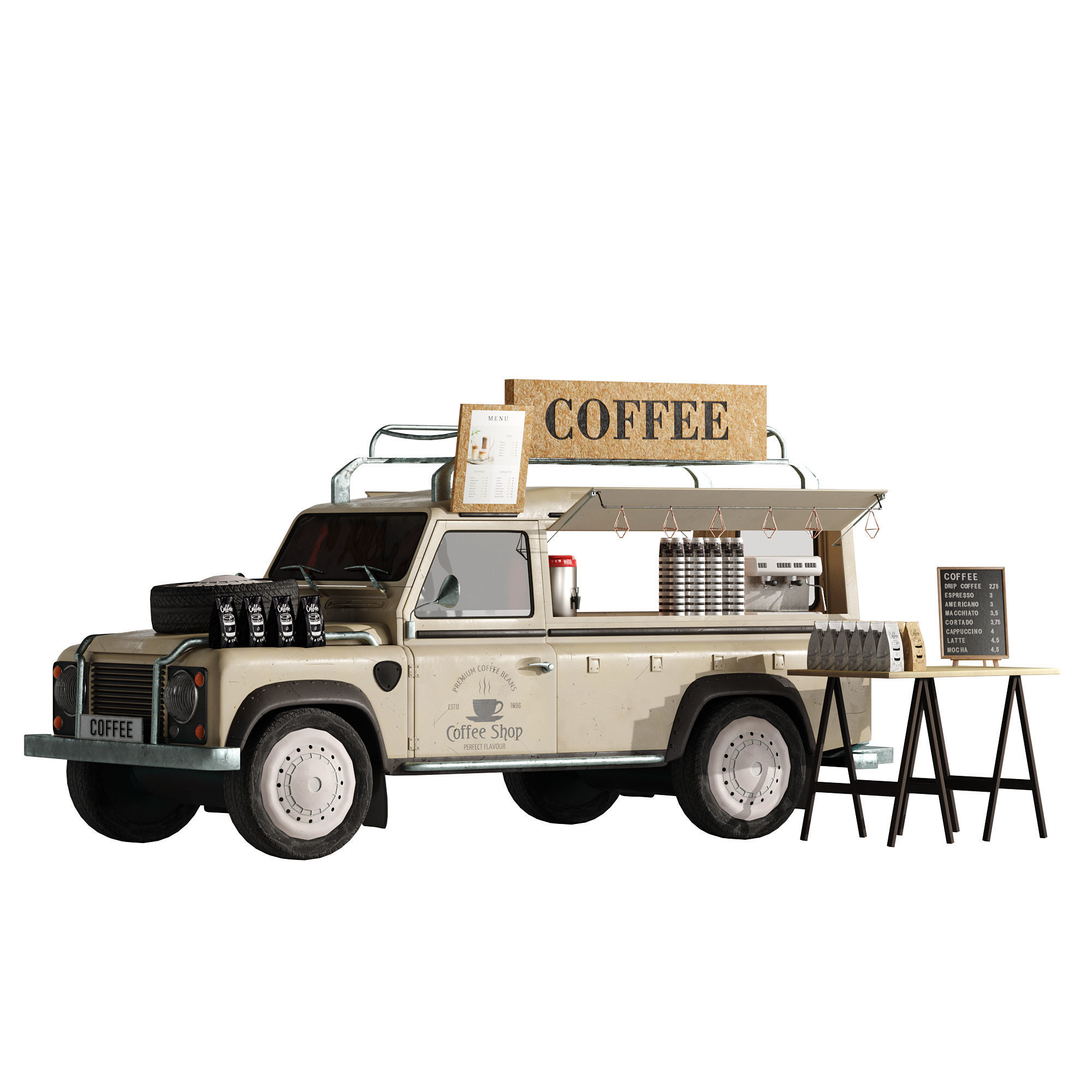 Jeep truck coffee set 6 3D model_21