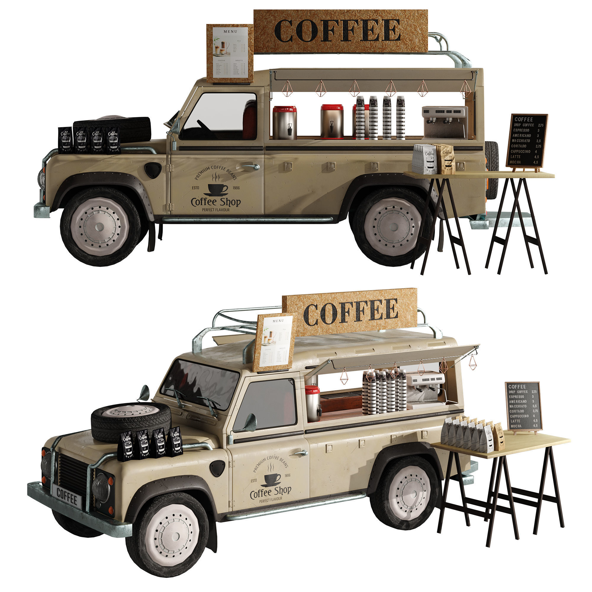 Jeep truck coffee set 6 3D model_17