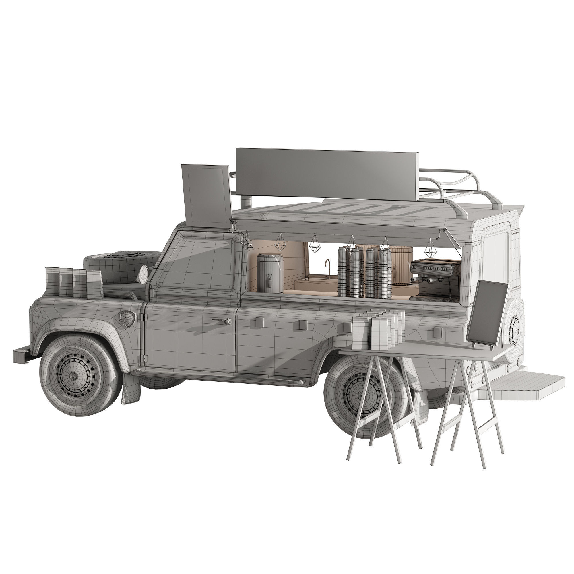 Jeep truck coffee set 6 3D model_11