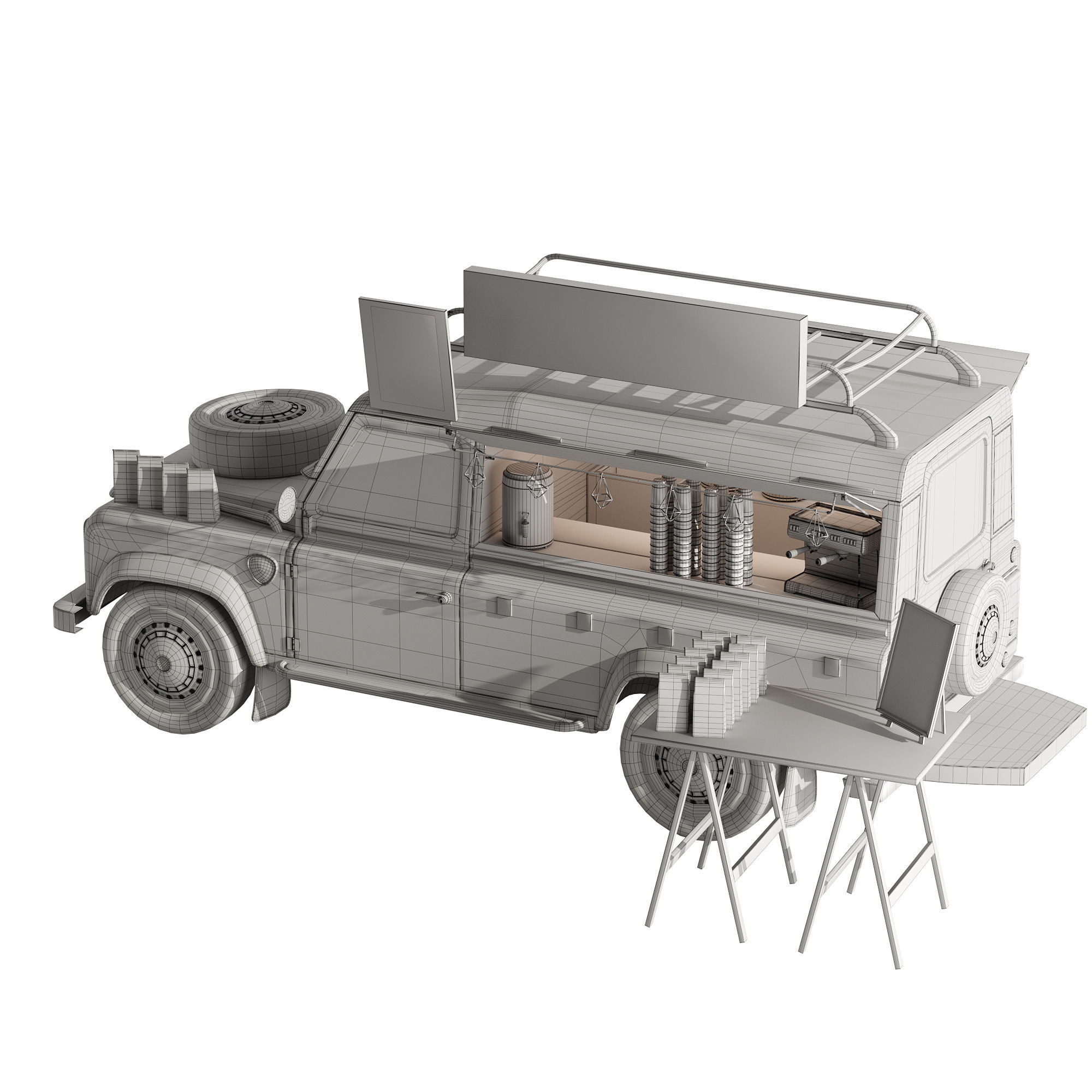 Jeep truck coffee set 6 3D model_10