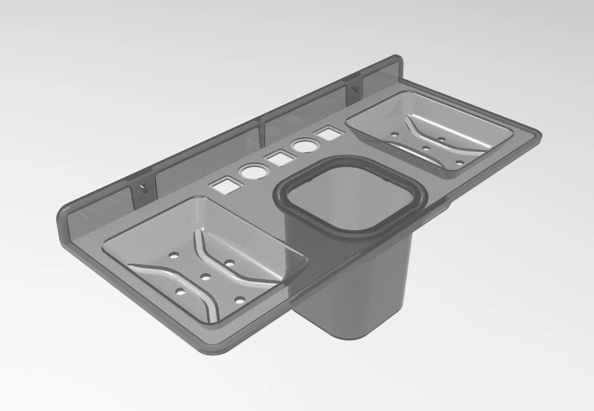 Double soap dishes with tumbler tooth brush holders 3D print model_0