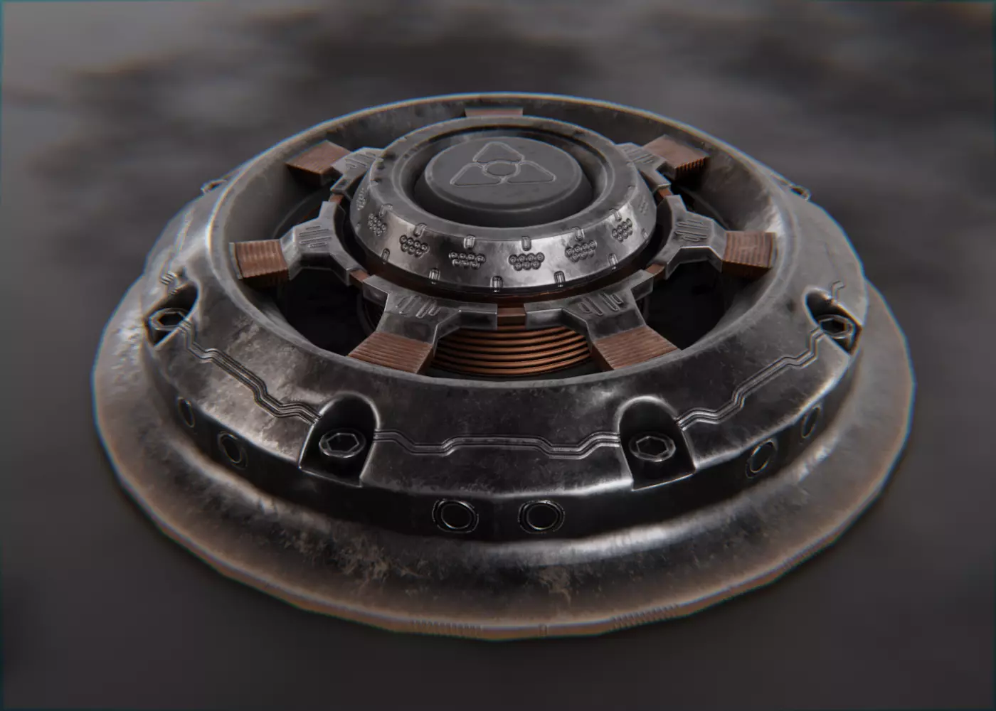 Electro Shock Landmine Low-poly 3D model_0