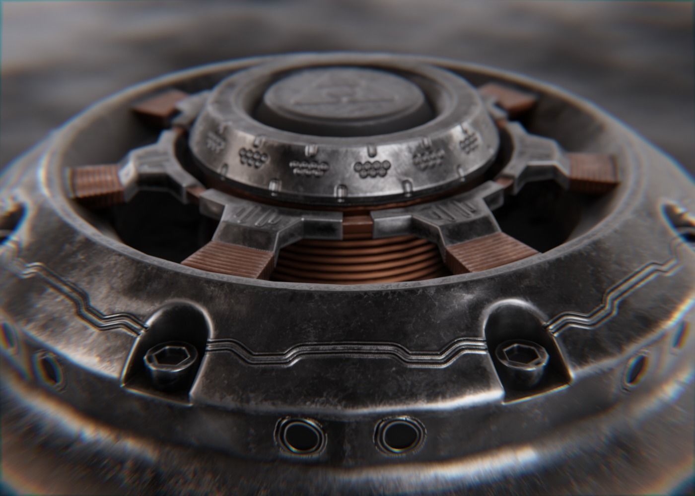 Electro Shock Landmine Low-poly 3D model_3