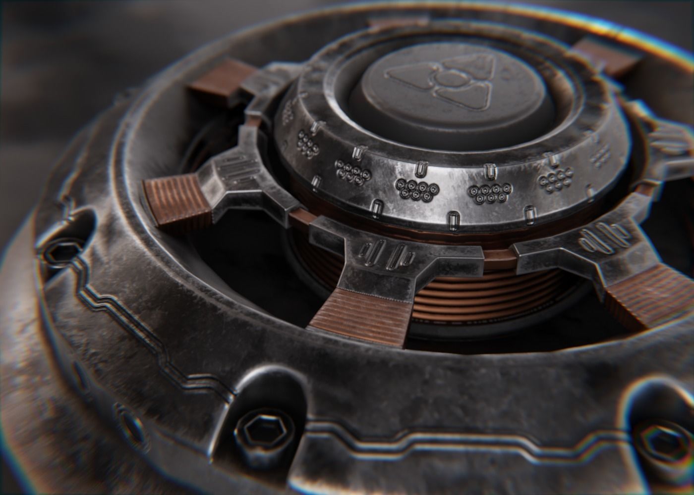 Electro Shock Landmine Low-poly 3D model_5