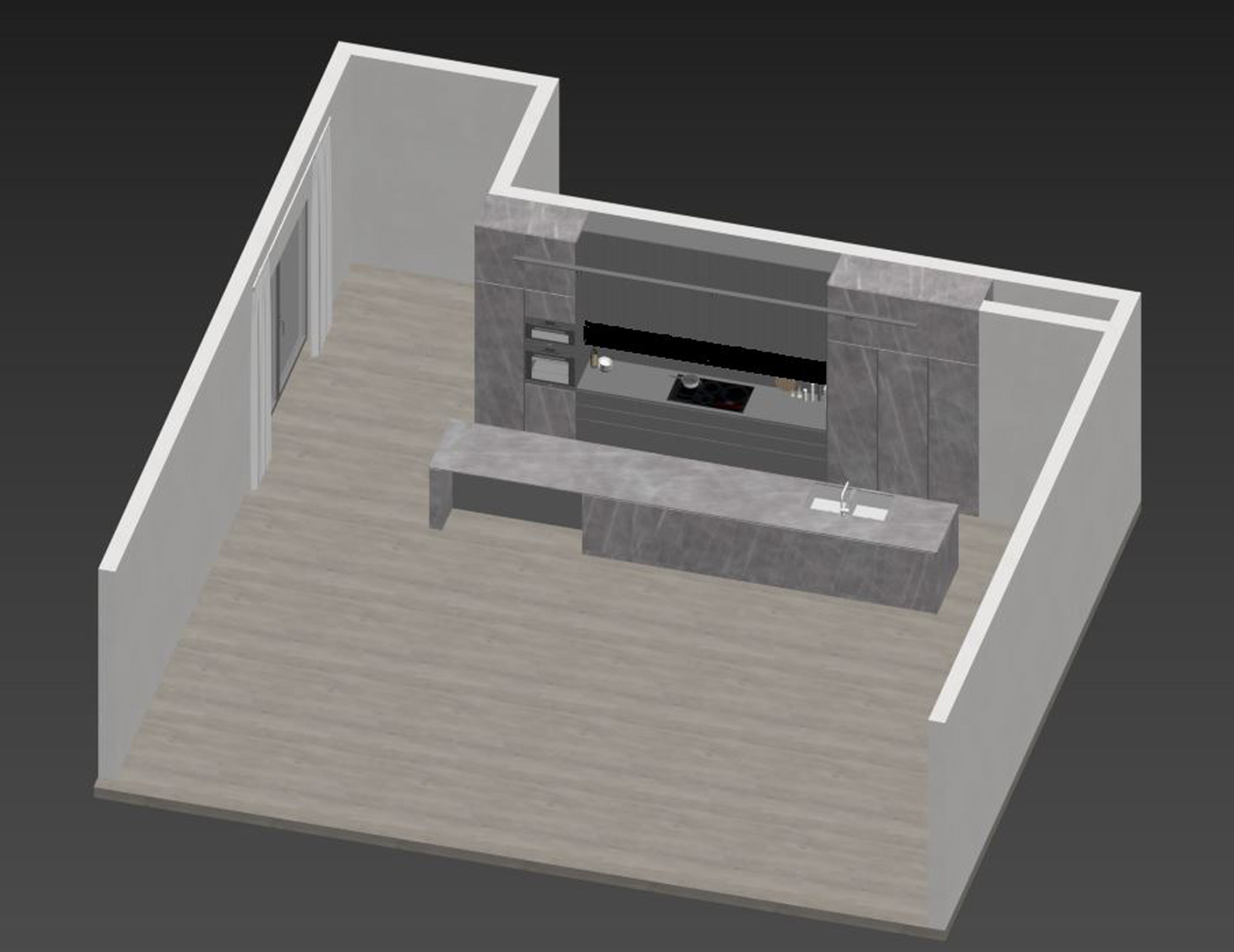 Modern Kitchen Created in Revit 13 Low-poly 3D model_21