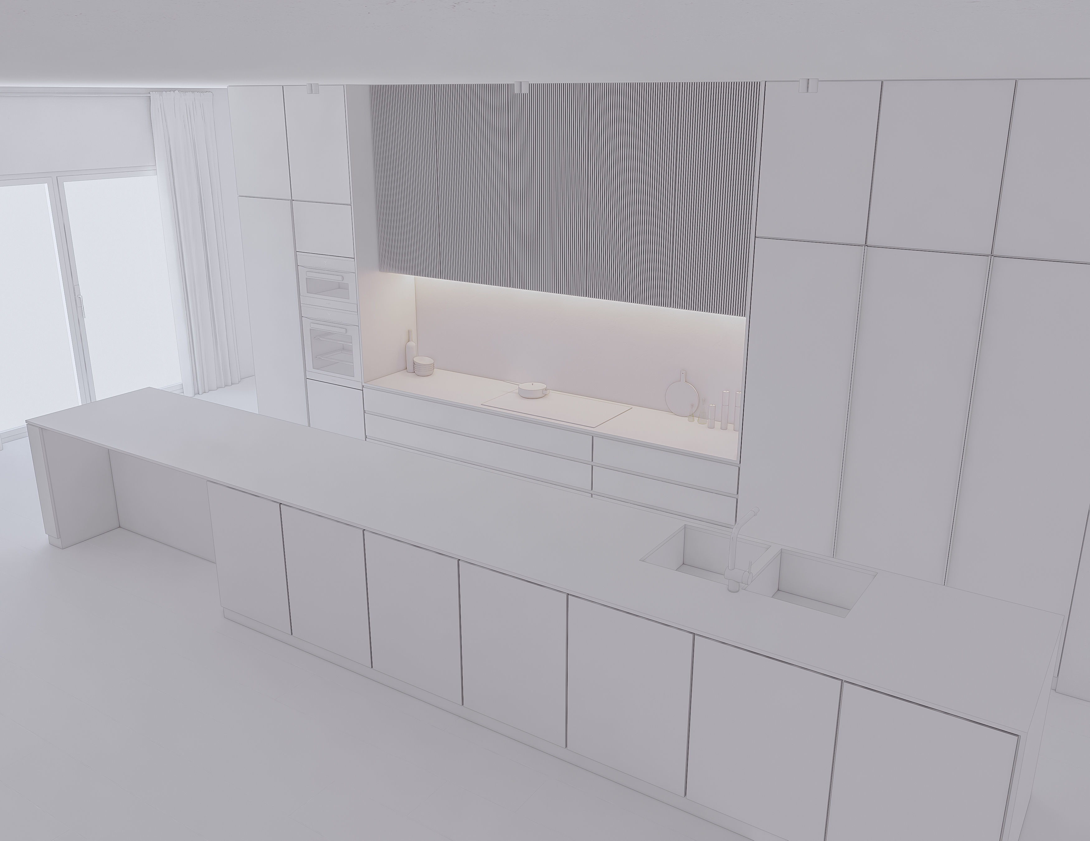 Modern Kitchen Created in Revit 13 Low-poly 3D model_13