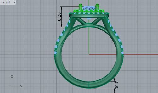 2-Row Luxurious diamond ring 3101 3D print model 3D print model_5