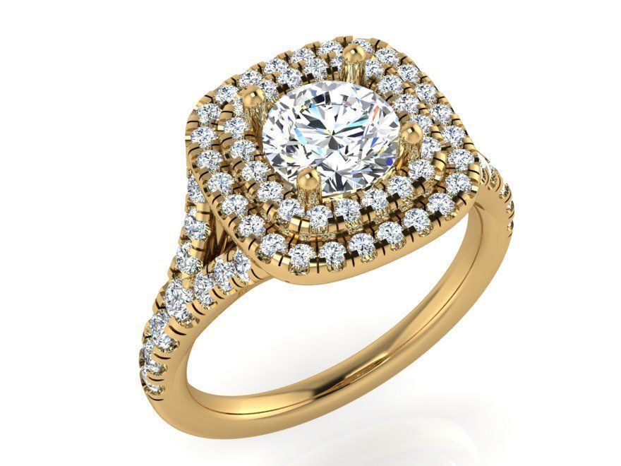 2-Row Luxurious diamond ring 3101 3D print model 3D print model_1