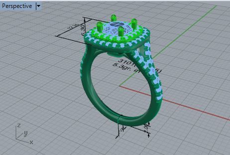2-Row Luxurious diamond ring 3101 3D print model 3D print model_7