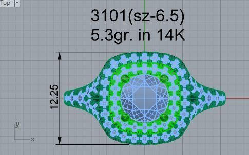 2-Row Luxurious diamond ring 3101 3D print model 3D print model_4