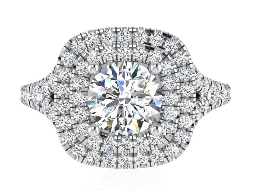 2-Row Luxurious diamond ring 3101 3D print model 3D print model_2