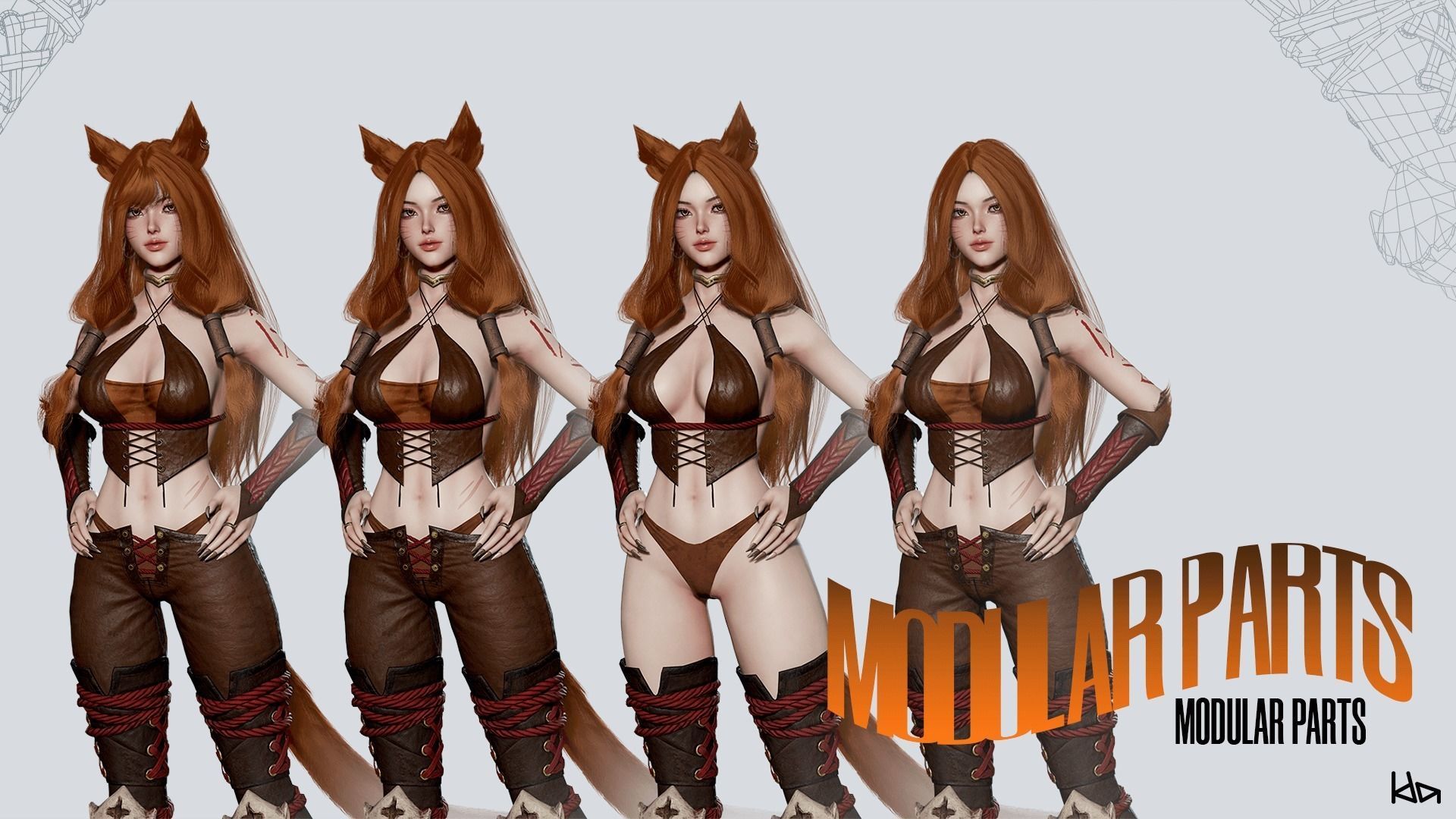 Feral Girl Roca - Game Ready Low-poly 3D model_10