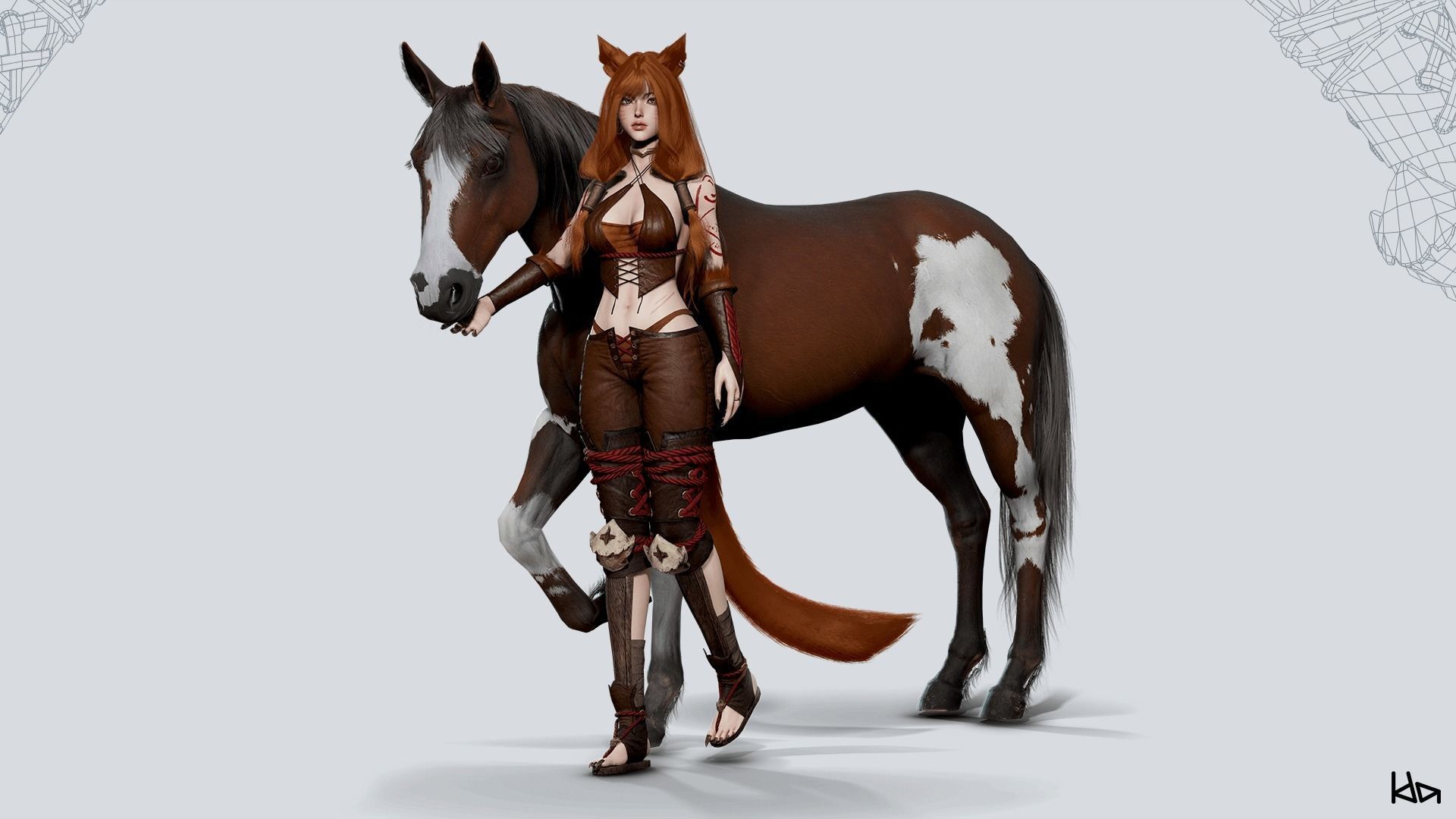 Feral Girl Roca - Game Ready Low-poly 3D model_4