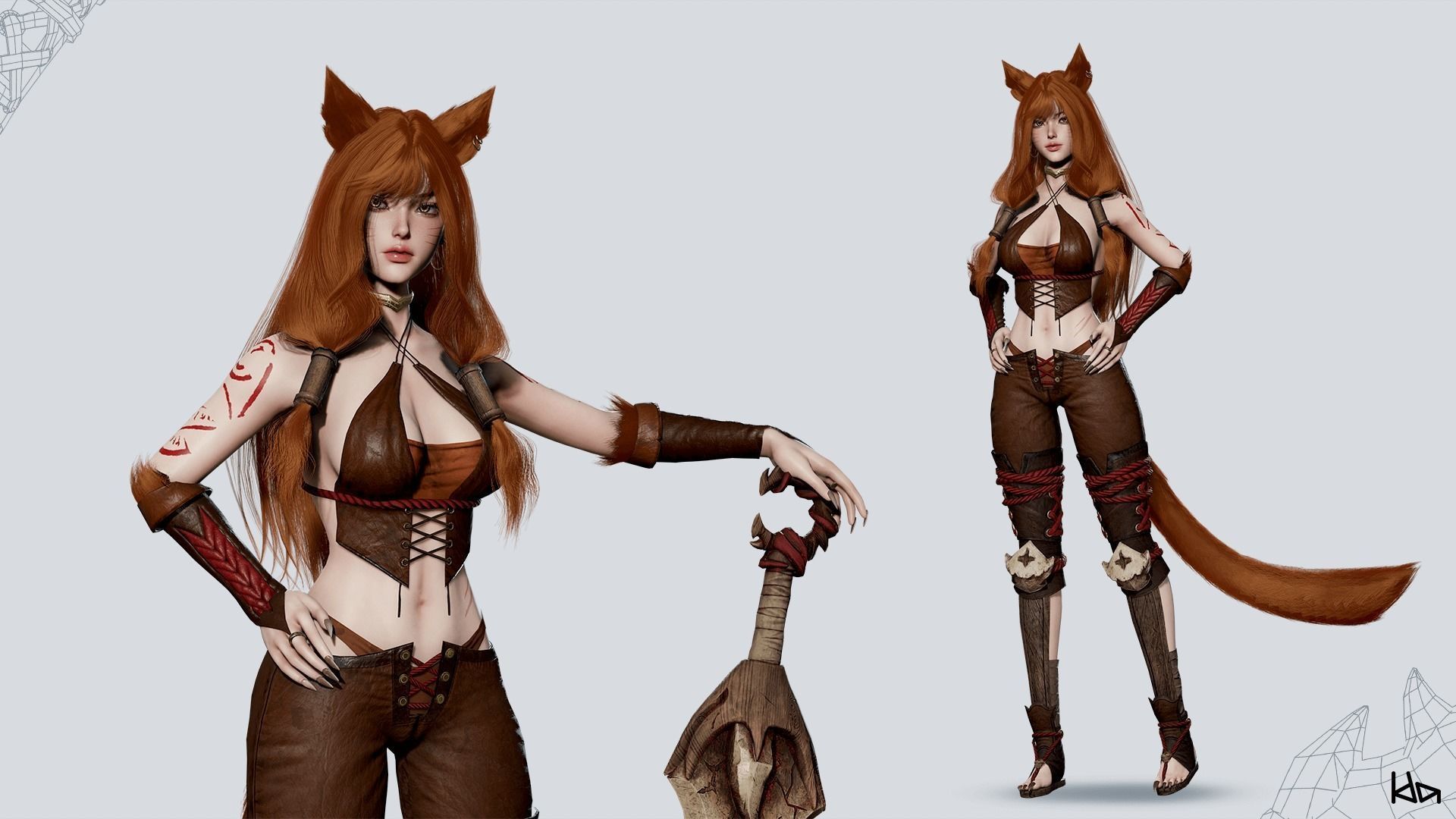 Feral Girl Roca - Game Ready Low-poly 3D model_23