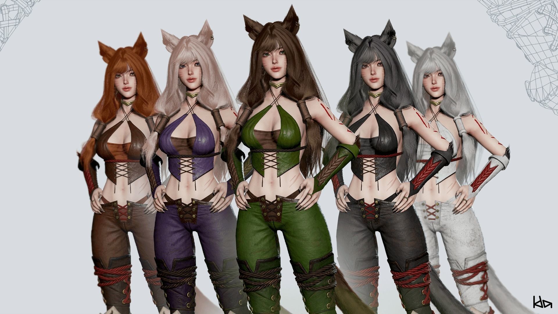 Feral Girl Roca - Game Ready Low-poly 3D model_7