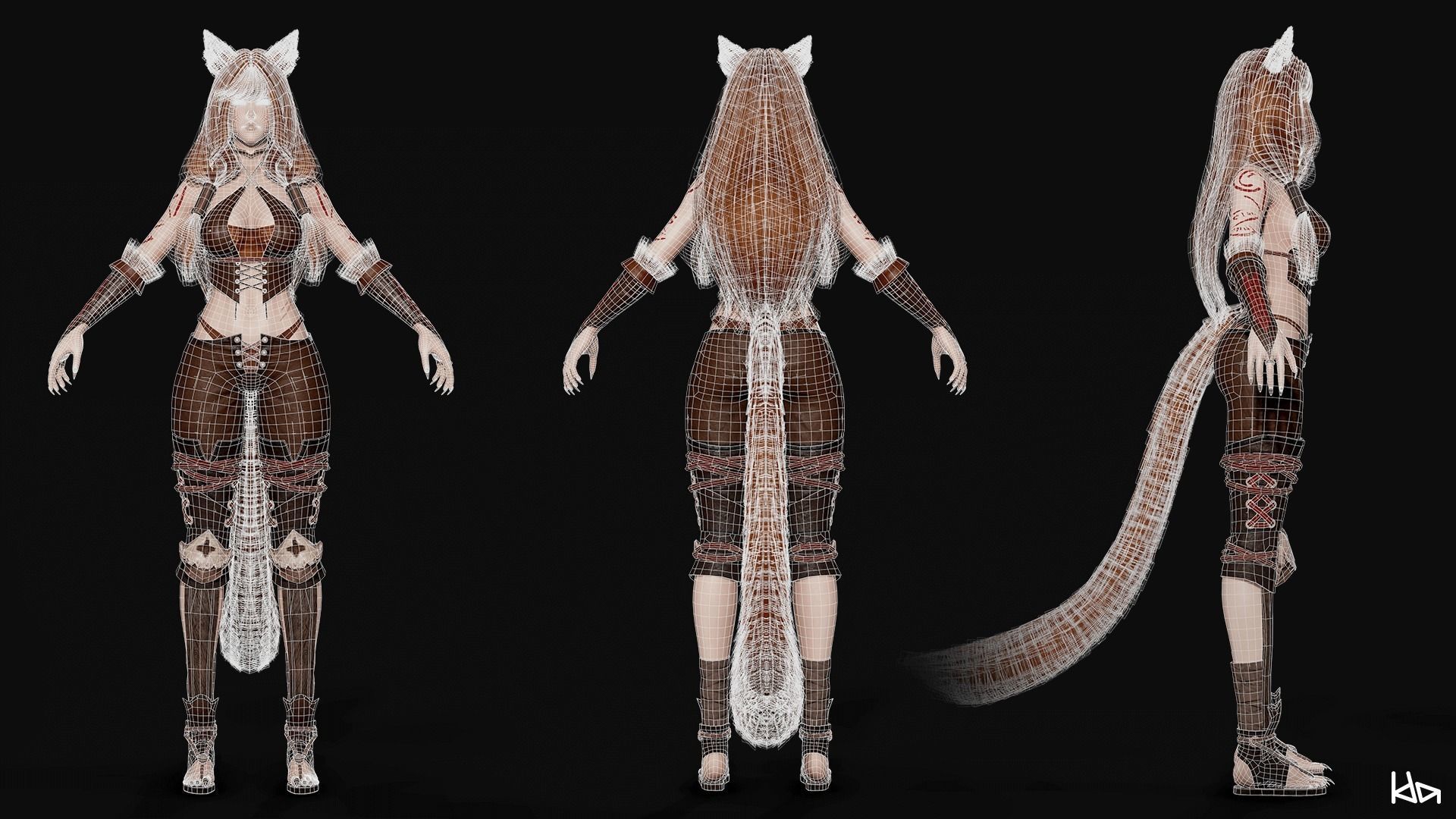 Feral Girl Roca - Game Ready Low-poly 3D model_18