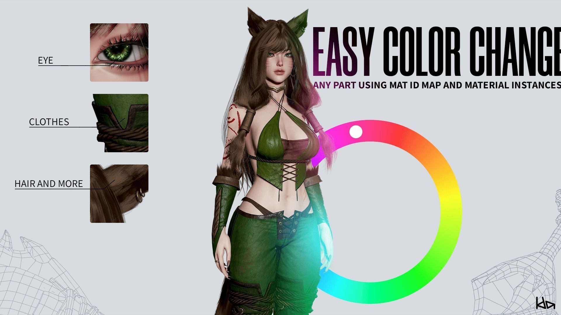 Feral Girl Roca - Game Ready Low-poly 3D model_6