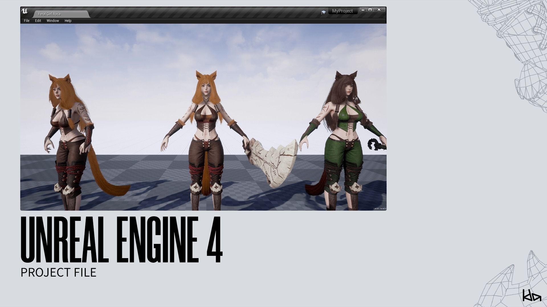 Feral Girl Roca - Game Ready Low-poly 3D model_20