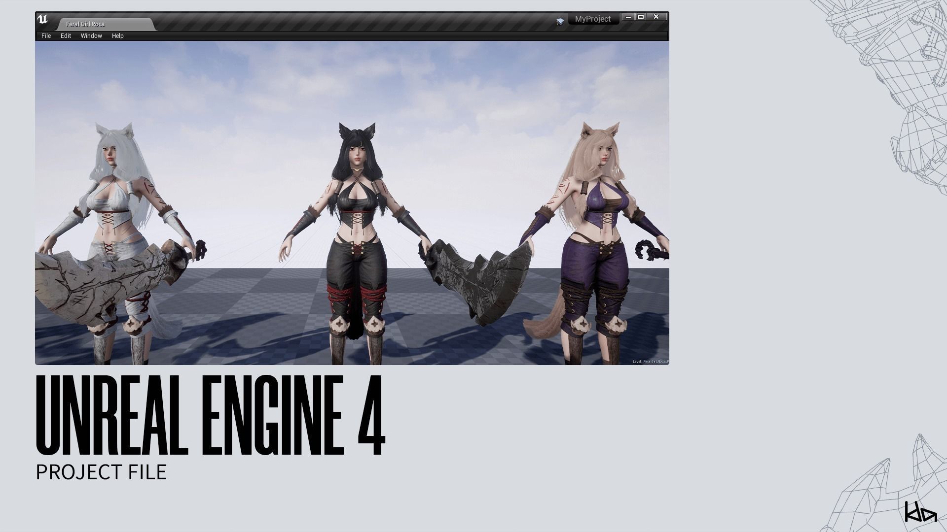 Feral Girl Roca - Game Ready Low-poly 3D model_21