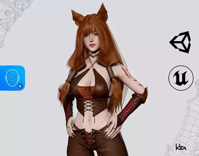 Feral Girl Roca - Game Ready Low-poly 3D model