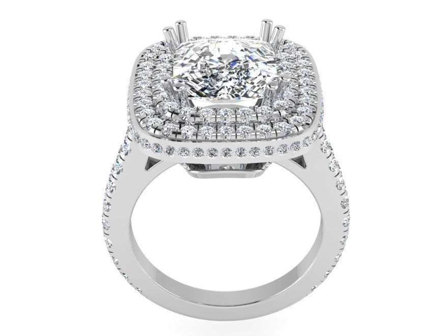 Square halo ring with diamond stones 3102 3D print model 3D print model_2