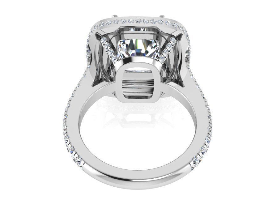 Square halo ring with diamond stones 3102 3D print model 3D print model_3