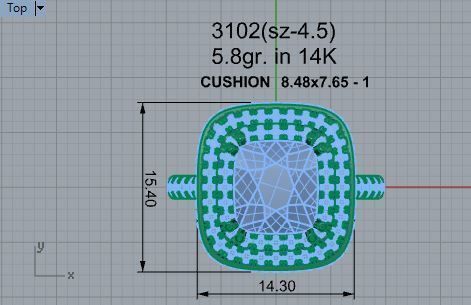 Square halo ring with diamond stones 3102 3D print model 3D print model_4