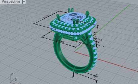 Square halo ring with diamond stones 3102 3D print model 3D print model_7