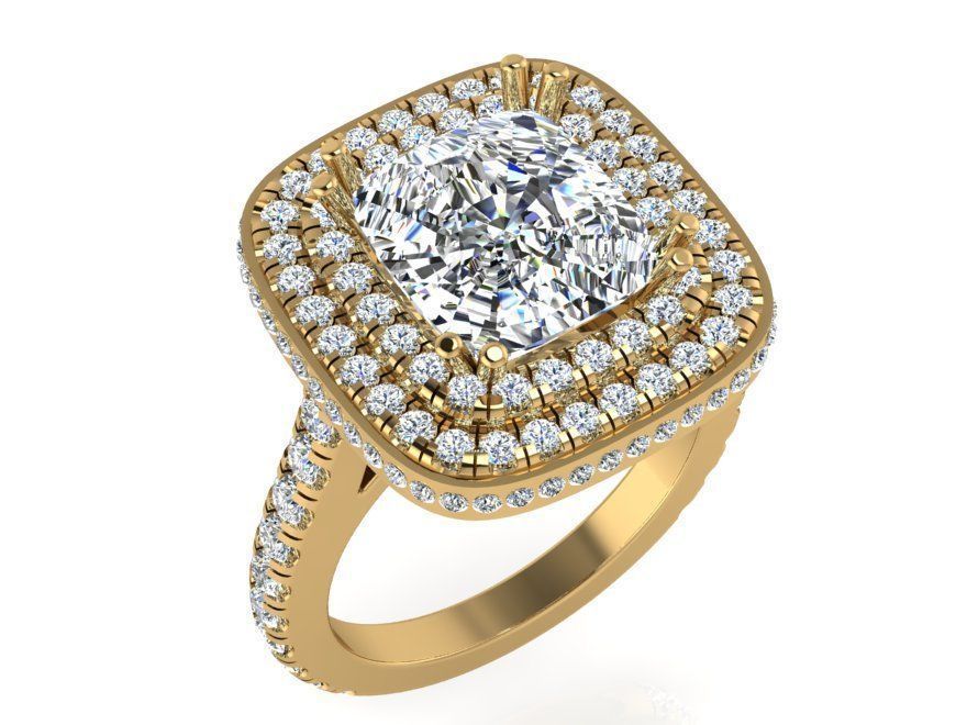 Square halo ring with diamond stones 3102 3D print model 3D print model_1