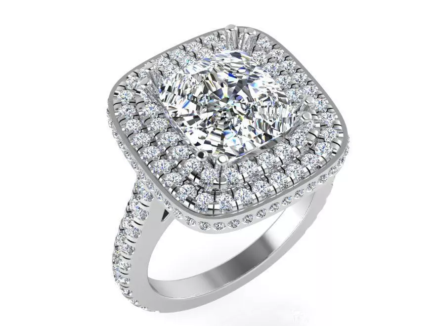 Square halo ring with diamond stones 3102 3D print model 3D print model_0