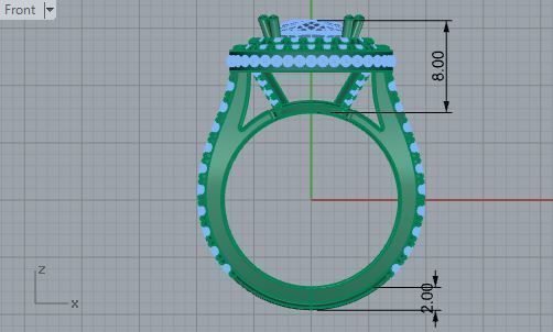 Square halo ring with diamond stones 3102 3D print model 3D print model_5