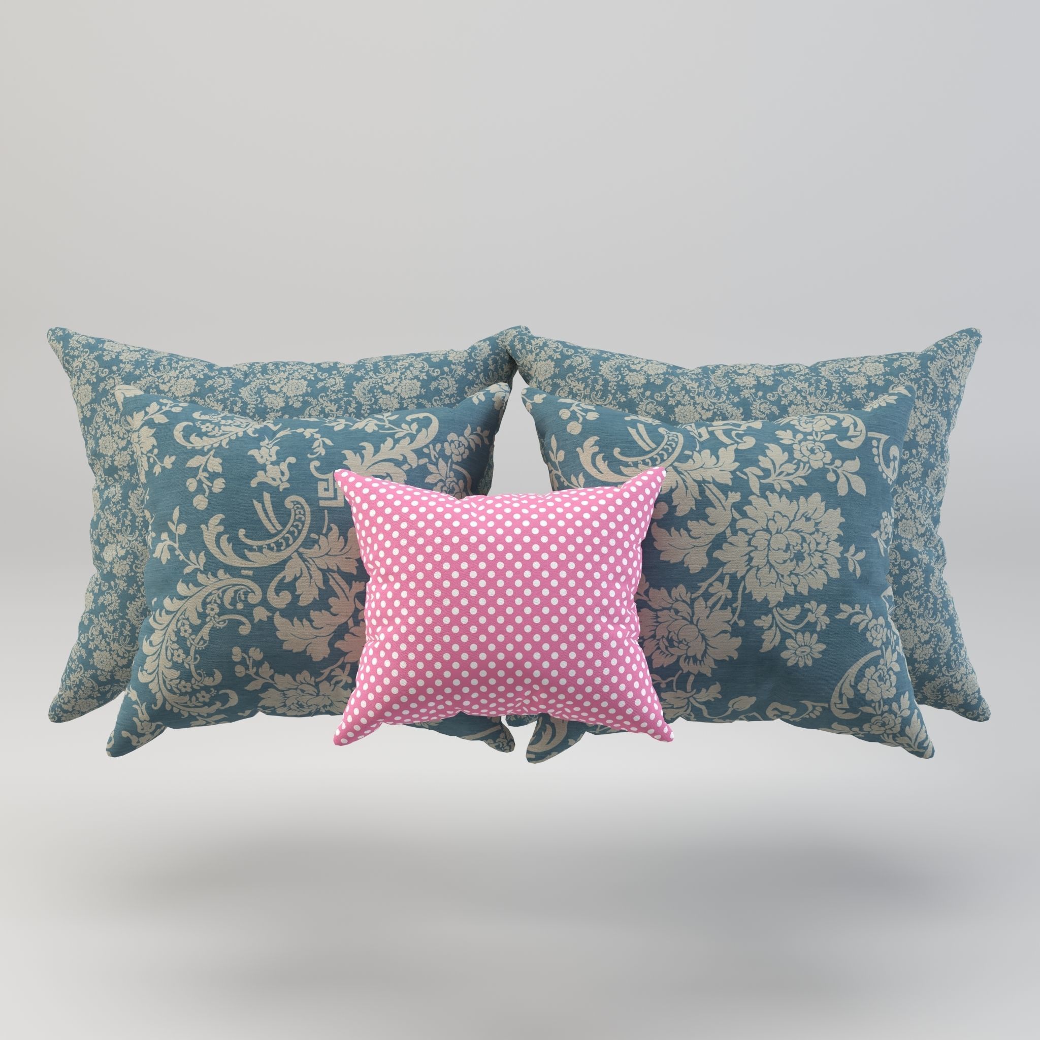 Pillow set - Cushion - Headrest - Bolster - Pad - Pillowcase 3D model_2