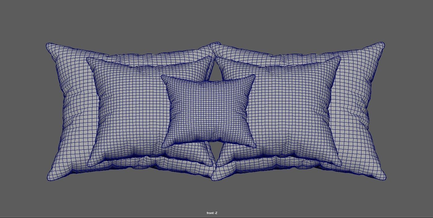 Pillow set - Cushion - Headrest - Bolster - Pad - Pillowcase 3D model_9