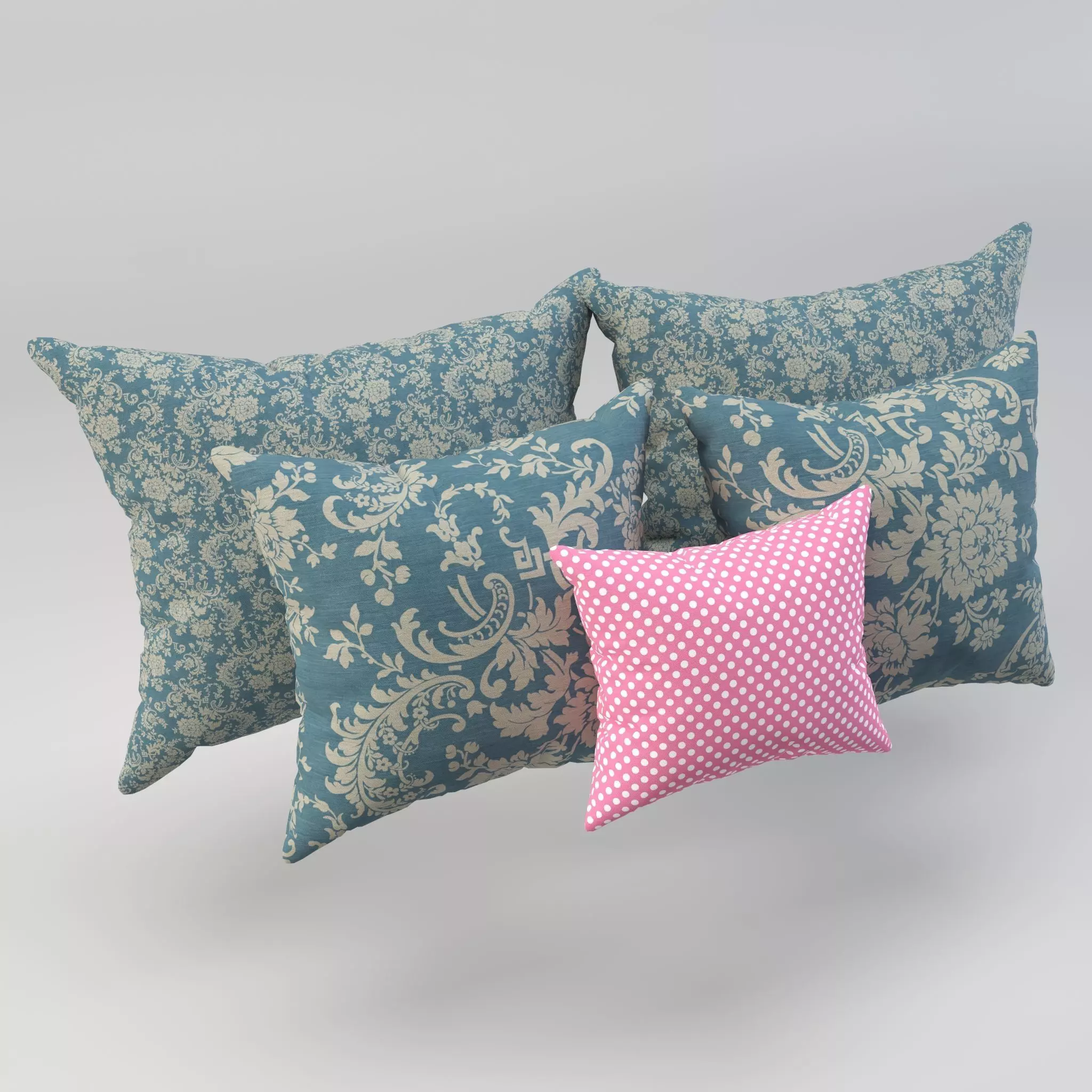 Pillow set - Cushion - Headrest - Bolster - Pad - Pillowcase 3D model_0