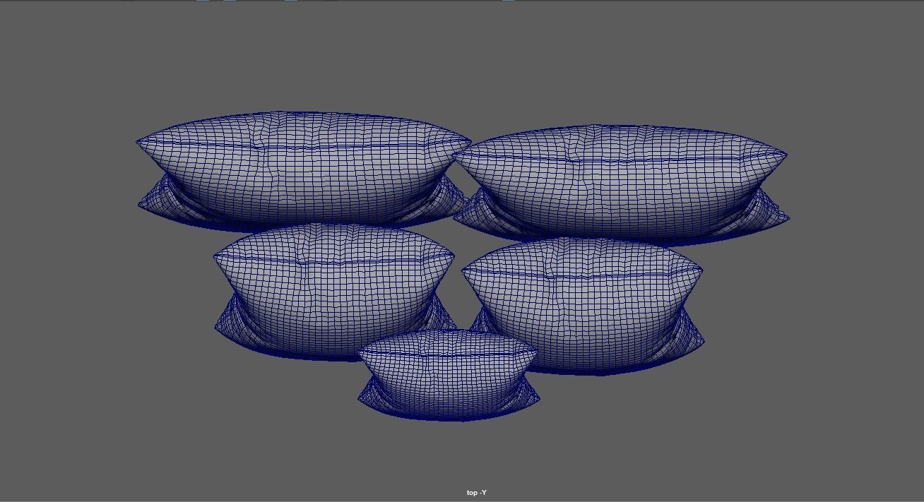 Pillow set - Cushion - Headrest - Bolster - Pad - Pillowcase 3D model_13