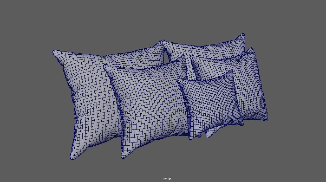 Pillow set - Cushion - Headrest - Bolster - Pad - Pillowcase 3D model_7
