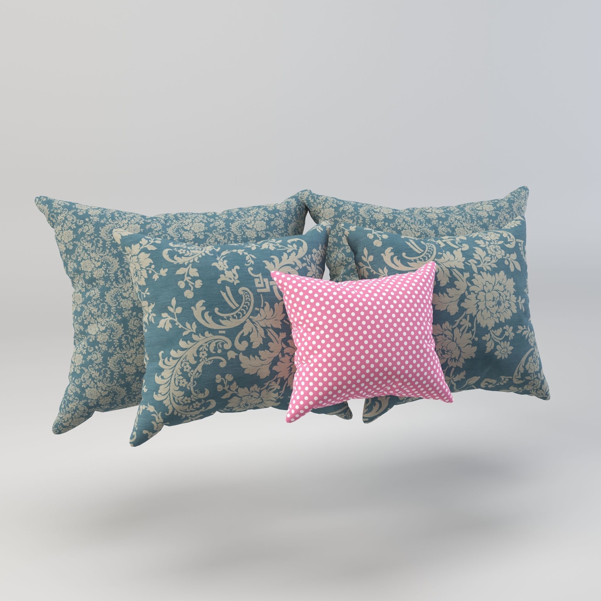 Pillow set - Cushion - Headrest - Bolster - Pad - Pillowcase 3D model_3