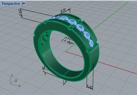 Signet diamond ring 3105 3D print model 3D print model_7