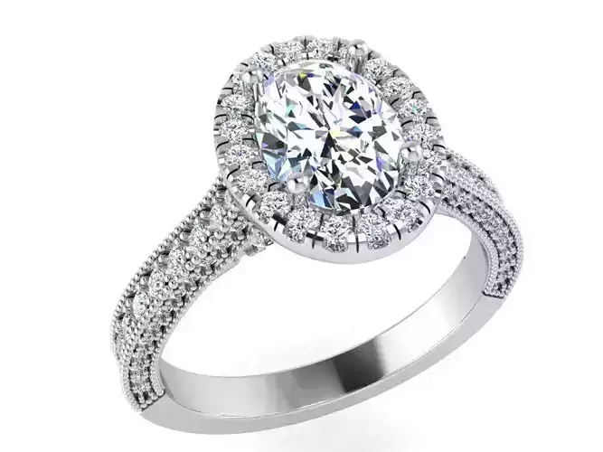 Oval stone diamond ring 3106 3D print model