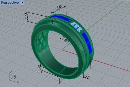 Round blue and white diamond ring 3108 3D print model 3D print model_7