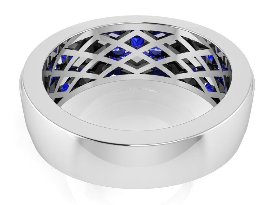 Round blue and white diamond ring 3108 3D print model 3D print model_3