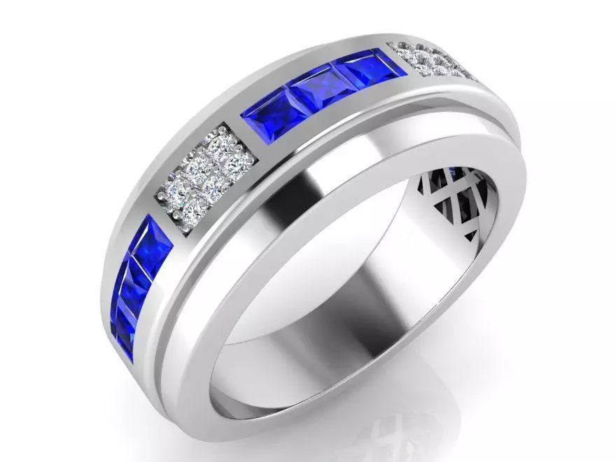 Round blue and white diamond ring 3108 3D print model 3D print model_0