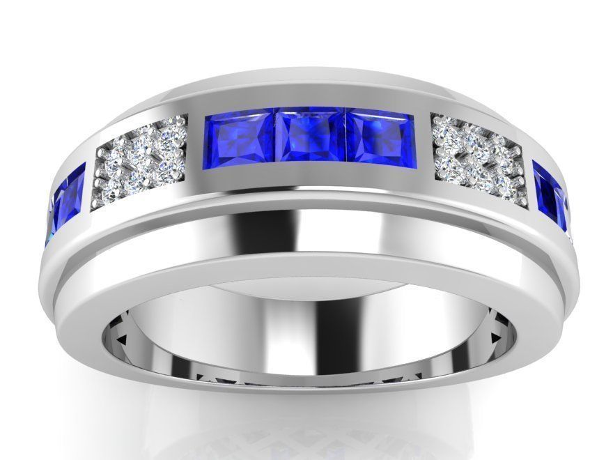 Round blue and white diamond ring 3108 3D print model 3D print model_2