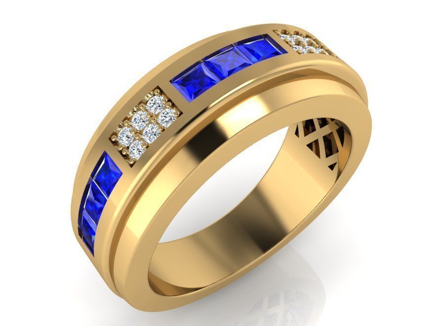 Round blue and white diamond ring 3108 3D print model 3D print model_1